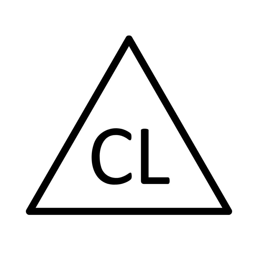 Tämän pesumerkinnän pesuohje on: kloorivalkaisu sallittu.