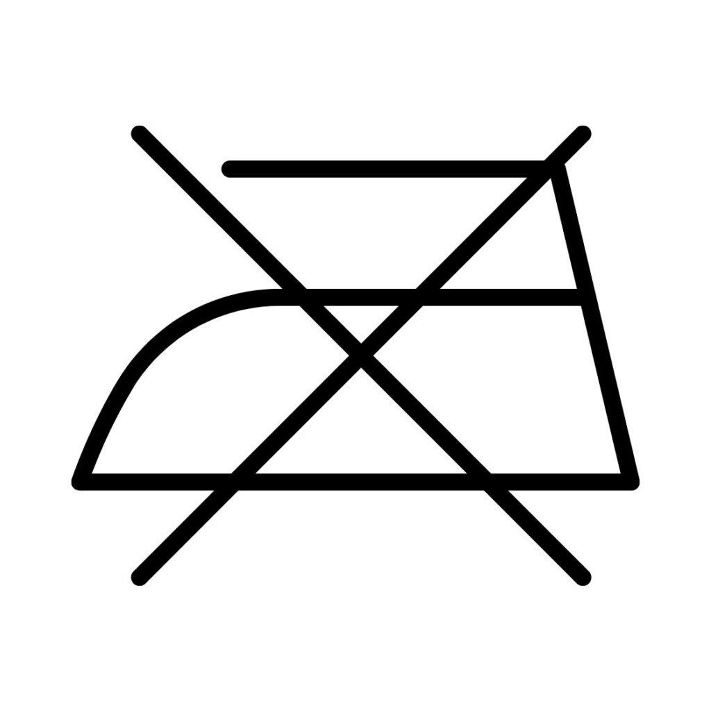 Pesumerkintä kertoo silitysohjeen. Tämä pesuohje tarkoittaa: ei silitystä.