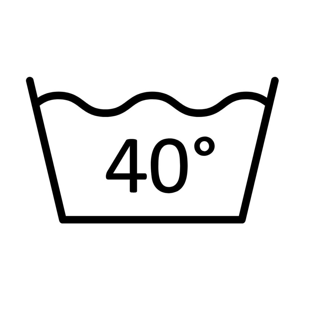Pesuohje: konepesu neljäkymmentä astetta.